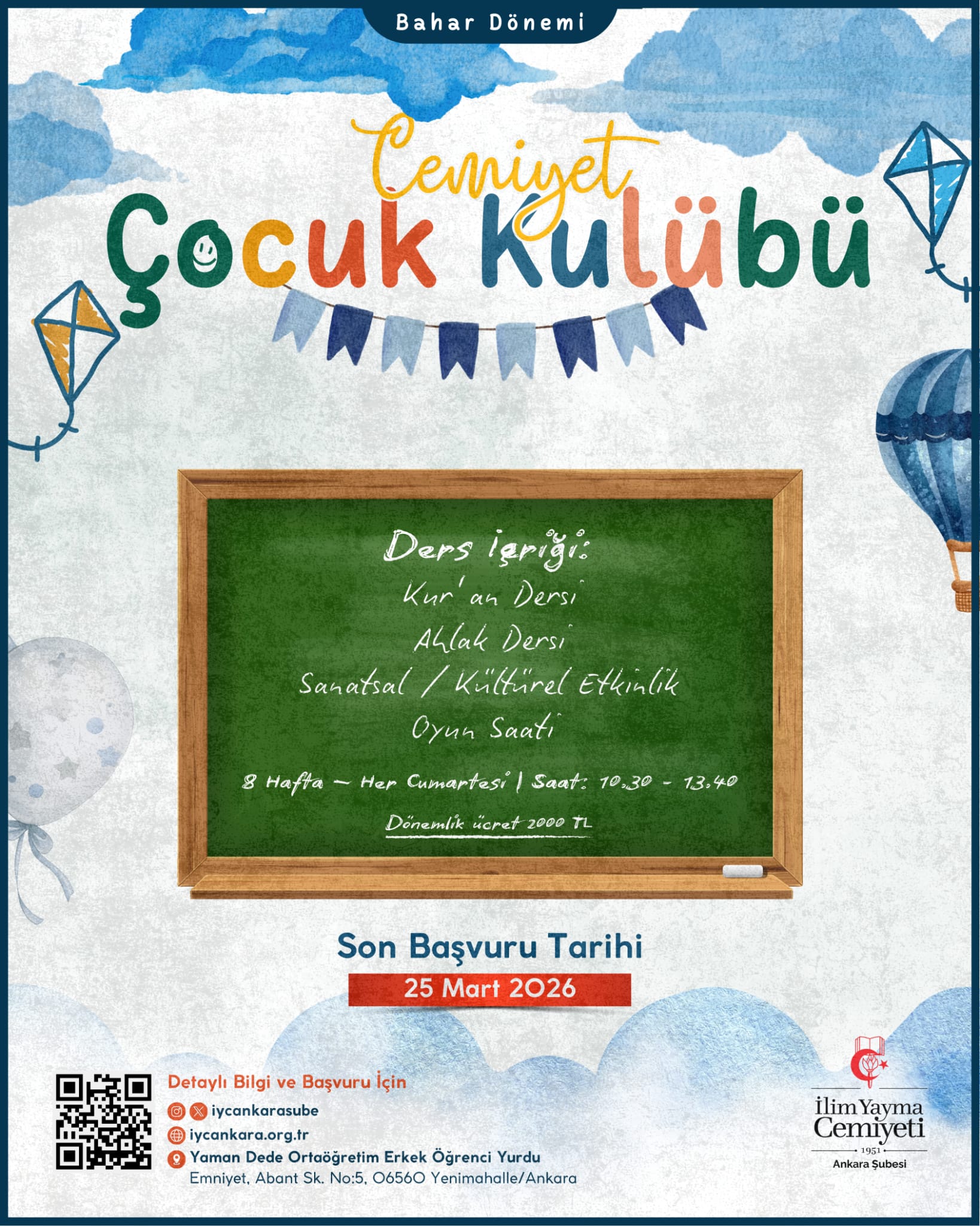 Cemiyet Çocuk Kulübü Bahar Dönemi  8 haftalık Dopdolu Bir Program Başlıyor